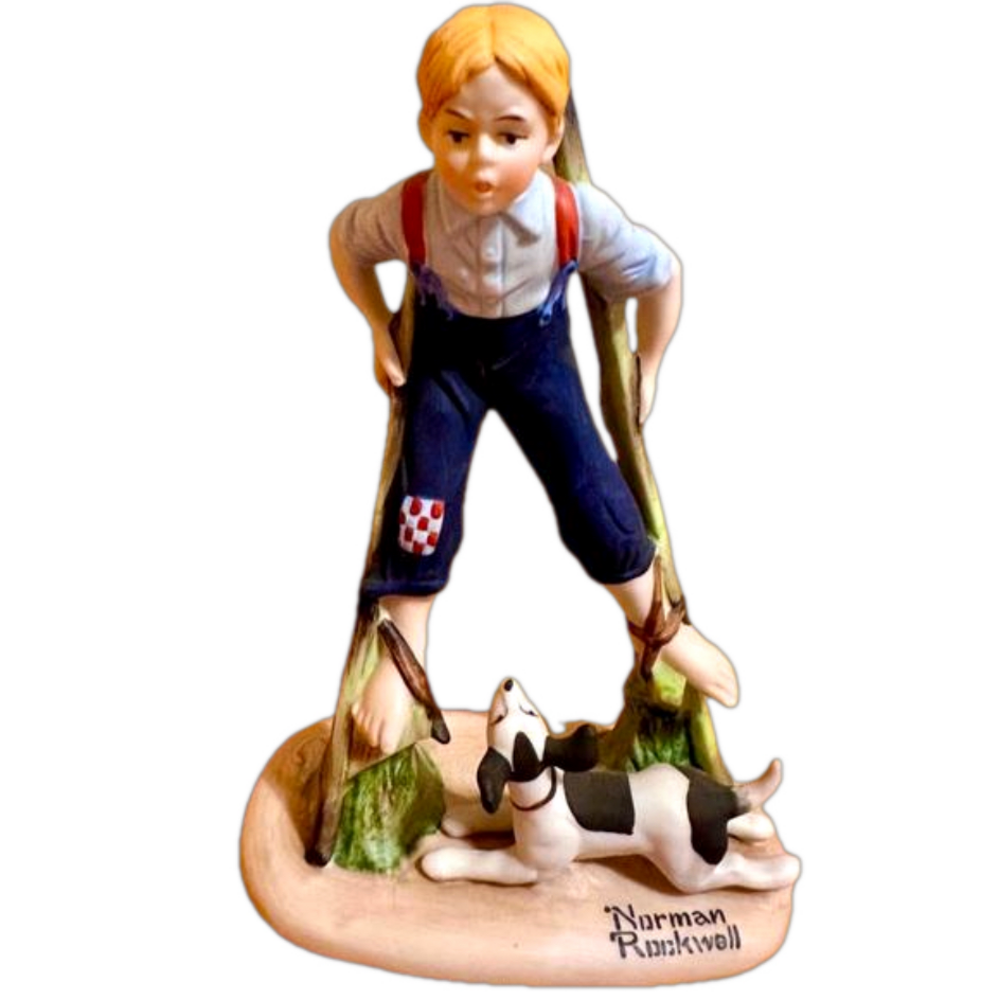 NORMAN ROCKWELL "Boy On Stilts" Fine Porcelain Figurine Danbury Mint 1980